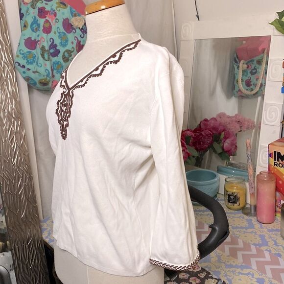 🌷 Joseph A 🌷 Vintage Flounce Flare Sleeve Sweater V Neck - Picture 2 of 6